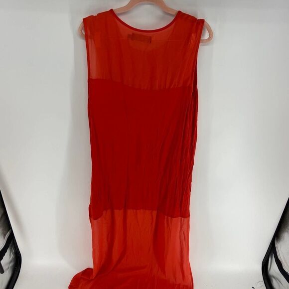 Evil Twin red high low Mesh Sleeveless sheath midi dress light womens L - Picture 5 of 6